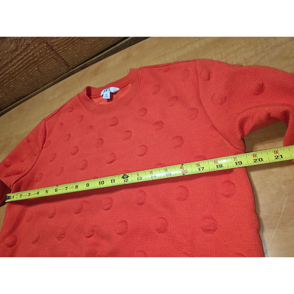 JoyLab Womens Textured Polka Dot Sweatshirt Elbow Cut Out Orange Red Size M - Picture 5 of 6